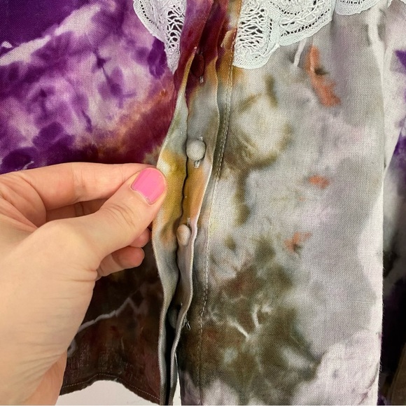 LoveShackFancy Tie Dye Button Down Shirt Women Size XS Crop Top Love Shack Fancy - Picture 7 of 12